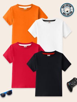 Kuchipoo - Boys Regular Fit Half Sleeves Cotton T-Shirts (Pack Of 4)