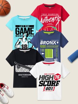 Kuchipoo - Boys Regular Fit Cotton T-Shirts (Pack Of 5)