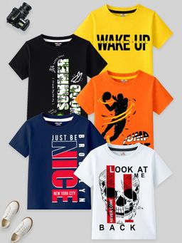 Kuchipoo - Boys Regular Fit Cotton T-Shirts (Pack Of 5)