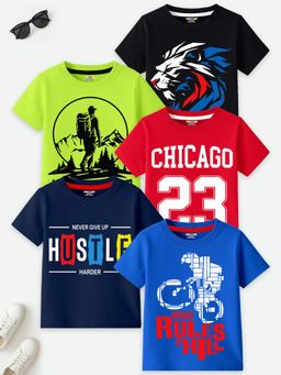 Kuchipoo - Boys Regular Fit Cotton T-Shirts (Pack Of 5)
