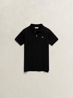 GANT - Boys Cotton Black Polo T-Shirt