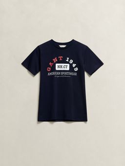 GANT - Boys Cotton Navy Blue Graphic T-Shirt