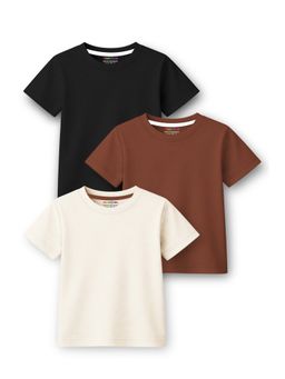 Trampoline - Boys Multi-Color Half Sleeve Solid T-Shirt (Pack Of 3)