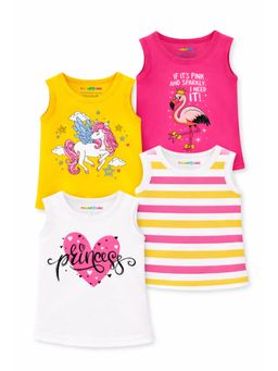 Trampoline - Girls Multi-Color Graphic Sleeveless T-Shirt (Pack Of 4)