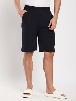 R&B - Navy Blue Solid Relaxed Men Shorts