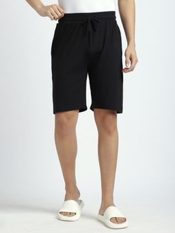 R&B - Black Solid Relaxed Men Shorts