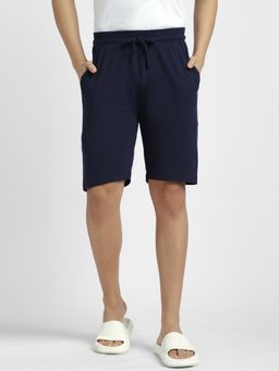 R&B - Navy Blue Solid Relaxed Men Shorts