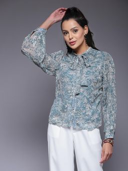 Mafadeny - White Printed Collared Casual Shirt