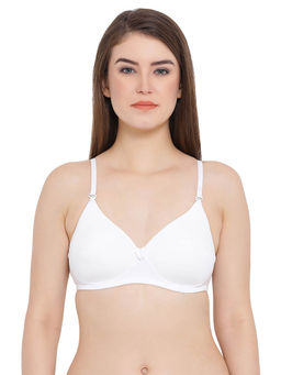 Clovia - Polyamide Solid Lightly Padded Full Cup Wire Free T-shirt Bra - White