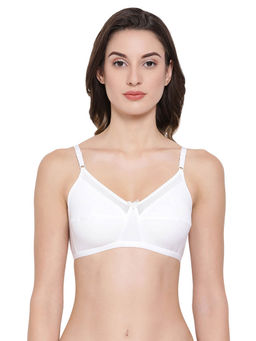 Clovia - Cotton Solid Non-Padded Full Cup Wire Free Everyday Bra - White
