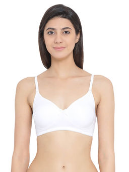 Clovia - Cotton Rich Solid Non-Padded Full Cup Wire Free T-shirt Bra - White