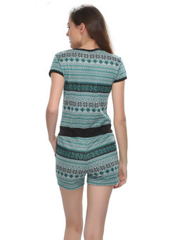 Clovia - Funky Printed Jumpsuit In Green