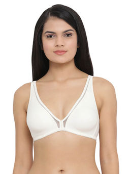 Clovia - Cotton Rich Solid Non-Padded Demi Cup Wire Free T-shirt Bra - Beige