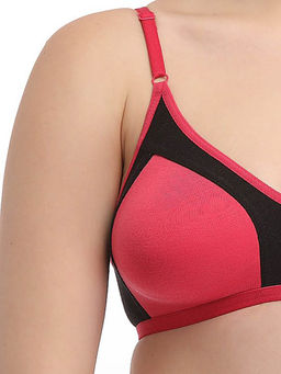 Clovia - Cotton Rich Solid Non-Padded Full Cup Wire Free T-shirt Bra - Dark Pink