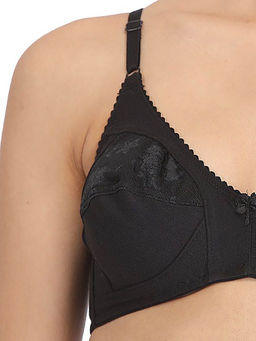 Clovia - Lace Solid Non-Padded Full Cup Wire Free Bridal Bra - Black