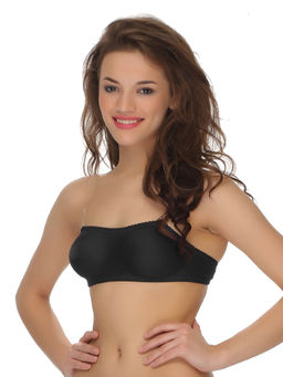 Clovia - Cotton Rich Solid Non-Padded Full Cup Wire Free Strapless Bra - Black