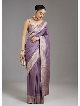 KALKI FASHION - Lavender Dola Silk Woven Saree with Unstitched Blouse