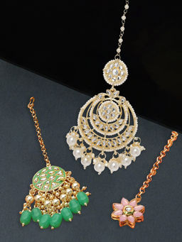 Zaveri Pearls - Combo of 3 Multicolor Kundan Maangtikka-ZPFK13100