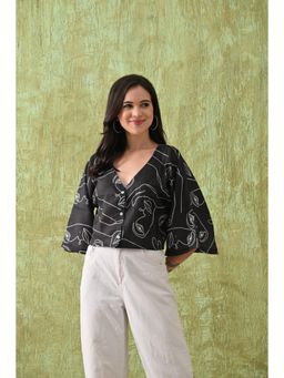 The Saffron Saga - Abstract Black Crop Top