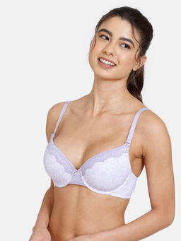 Zivame - Mio Amore Padded Wired Medium Coverage T-Shirt Bra - Purple Print