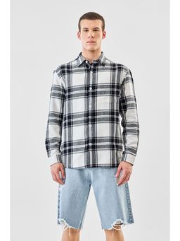 Snitch - Black Checks Collar Neck Casual Shirt