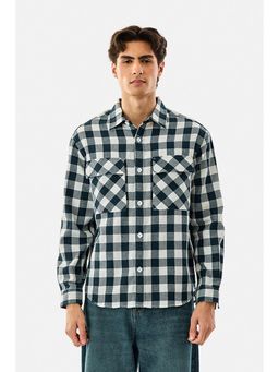 Snitch - Blue Checks Collar Neck Casual Shirt