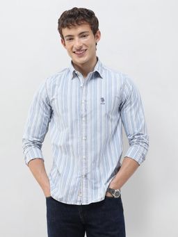 U.S. Polo Assn. Denim Co. - Blue Stripes Collar Neck Casual Shirt