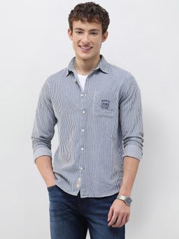 U.S. Polo Assn. Denim Co. - Blue Stripes Collar Neck Casual Shirt