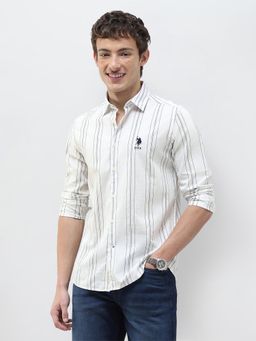 U.S. Polo Assn. Denim Co. - Off White Stripes Collar Neck Casual Shirt
