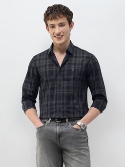 U.S. Polo Assn. Denim Co. - Black Checks Collar Neck Casual Shirt