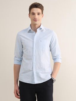 U.S. POLO ASSN. - Blue Solid/Plain Collar Neck Casual Shirt