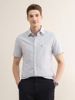 U.S. POLO ASSN. - Grey Checks Collar Neck Casual Shirt