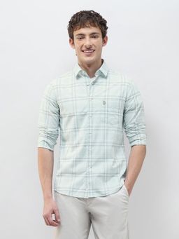 U.S. POLO ASSN. - Green Checks Collar Neck Casual Shirt