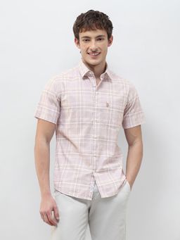 U.S. POLO ASSN. - Pink Checks Collar Neck Casual Shirt