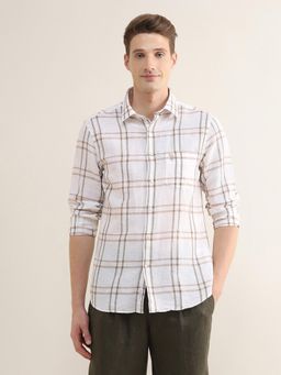 U.S. POLO ASSN. - Beige Checks Collar Neck Casual Shirt