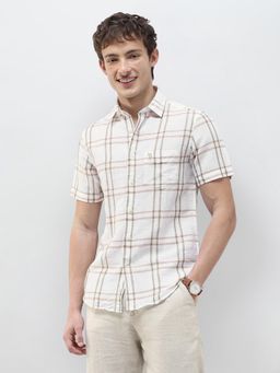 U.S. POLO ASSN. - Beige Checks Collar Neck Casual Shirt