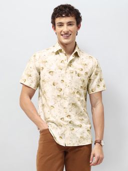 U.S. POLO ASSN. - Beige Printed Collar Neck Casual Shirt