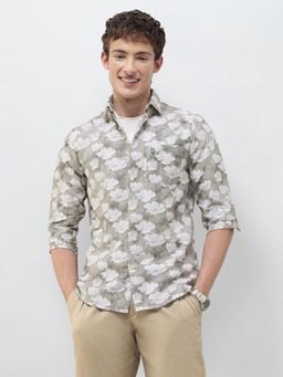 U.S. POLO ASSN. - Green Floral Collar Neck Casual Shirt