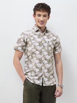 U.S. POLO ASSN. - Green Floral Collar Neck Casual Shirt