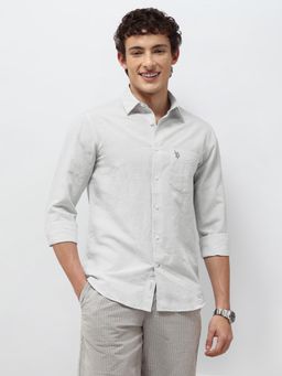 U.S. POLO ASSN. - Grey Textured Collar Neck Casual Shirt