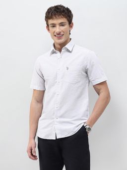 U.S. POLO ASSN. - Grey Textured Collar Neck Casual Shirt