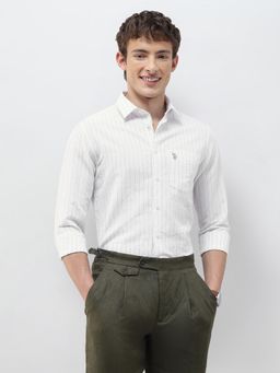 U.S. POLO ASSN. - White Stripes Collar Neck Casual Shirt
