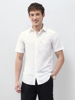 U.S. POLO ASSN. - Beige Stripes Collar Neck Casual Shirt