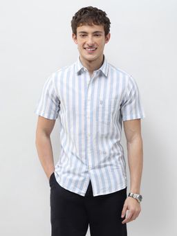U.S. POLO ASSN. - Blue Stripes Collar Neck Casual Shirt