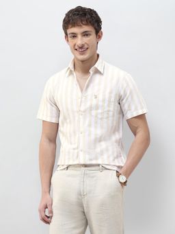 U.S. POLO ASSN. - Beige Stripes Collar Neck Casual Shirt