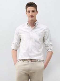 U.S. POLO ASSN. - Beige Stripes Collar Neck Casual Shirt