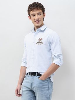 U.S. POLO ASSN. - Blue Stripes Collar Neck Casual Shirt