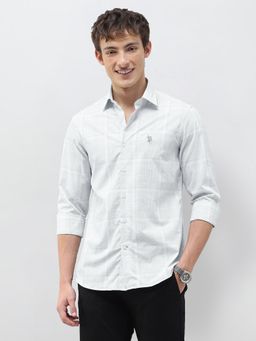 U.S. POLO ASSN. - Grey Checks Collar Neck Casual Shirt