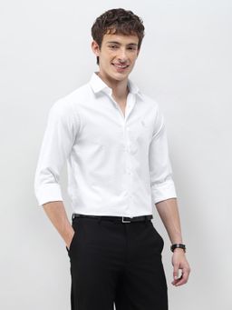 U.S. POLO ASSN. - White Textured Collar Neck Formal Shirt