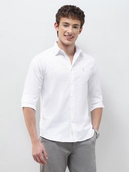 U.S. POLO ASSN. - White Textured Collar Neck Casual Shirt